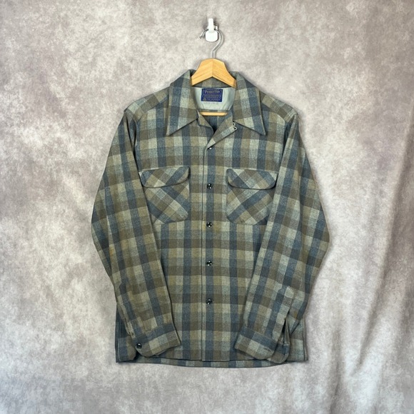 VTG Pendleton Woolen Mills Plaid Flap Pocket Board Shirt Wool Button Front Small - Picture 1 of 8